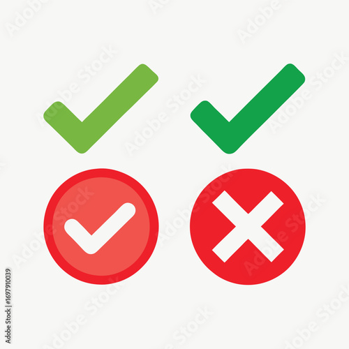 Collection of green checkmarks and red cross icons for approval and denial.