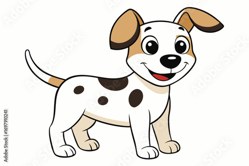 Joyful Spotted Puppy with a Playful Expression, White Background