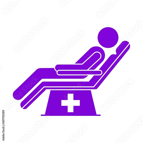 Vector art of purple icon of person in dental chair
