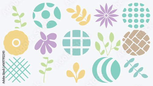 Abstract minimal element mid century vector set. Aesthetic contemporary organic shape, hand drawn botanical, flower,  leaf, floral. Natural Art form design for wall art, decoration.