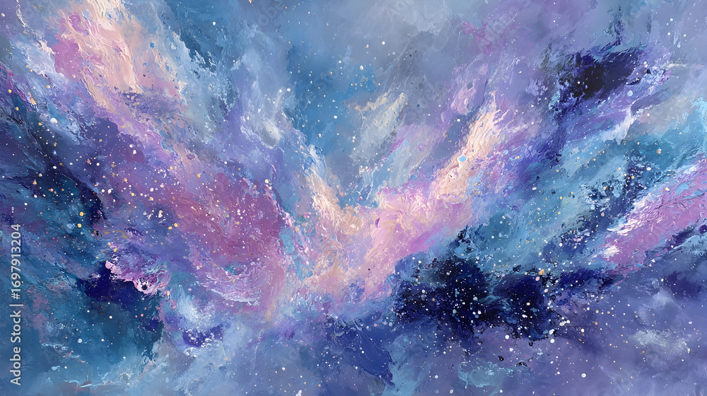 Fototapeta premium Mesmerizing abstract nebula paints a cosmic dreamscape with vibrant purples, blues, and pinks, creating a sense of wonder and infinite possibility.