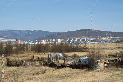 Slika na platnu An abandoned vegetable garden on a vacant lot on the outskirts of the city