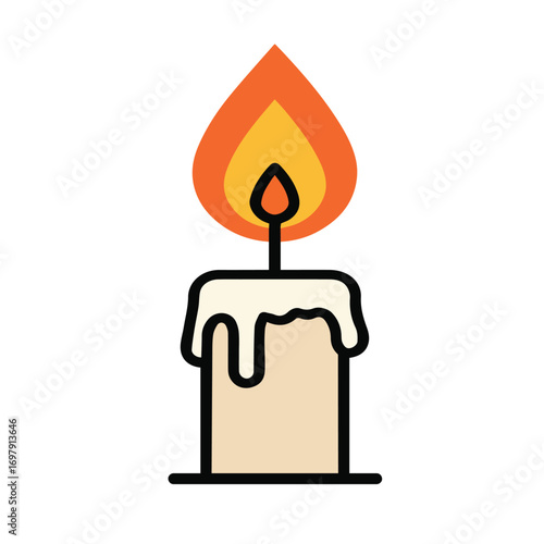 Lit Candle Icon A Simple, Elegant Design for Various Uses