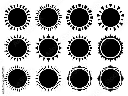 太陽のシルエットイラストセット