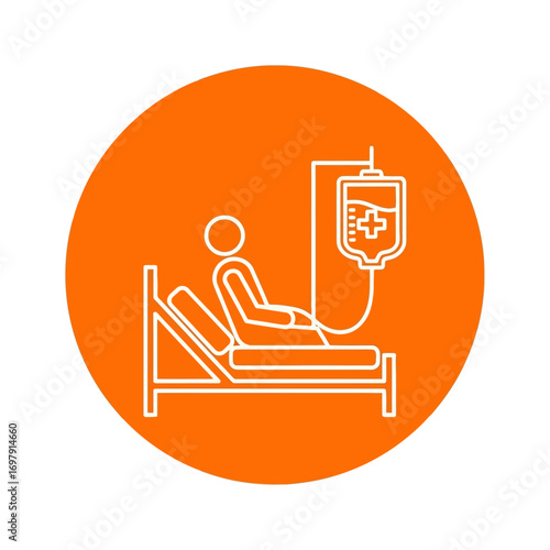Illustration of a patient in bed receiving an iv drip