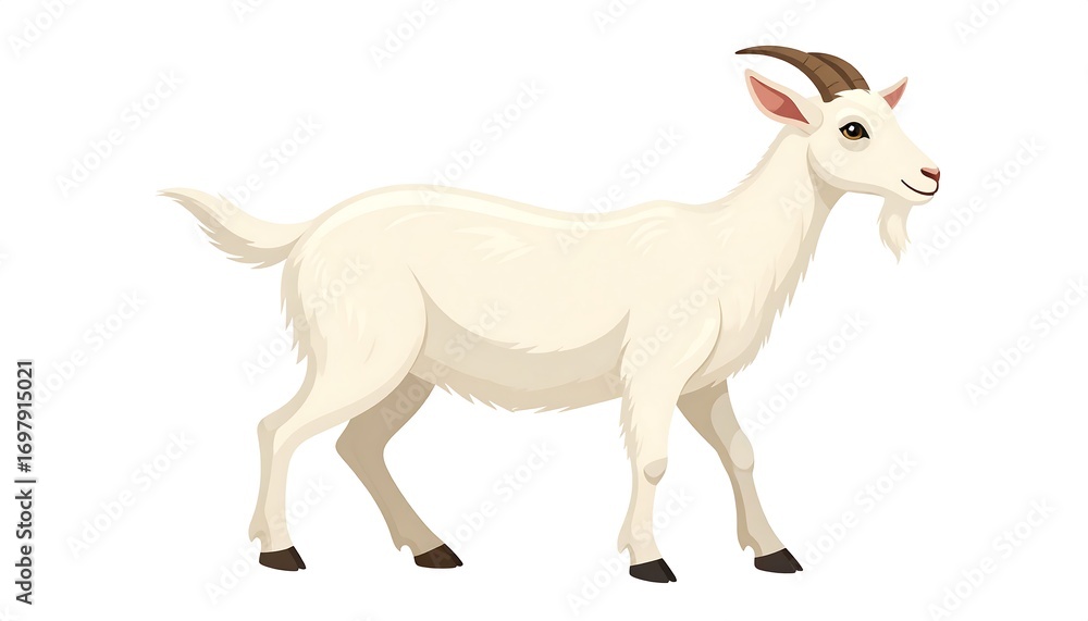 Fototapeta premium Side view of a cartoon goat