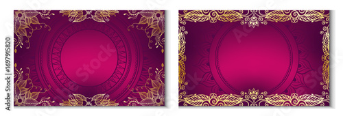 Ornate Golden Mehndi Frame Background Set