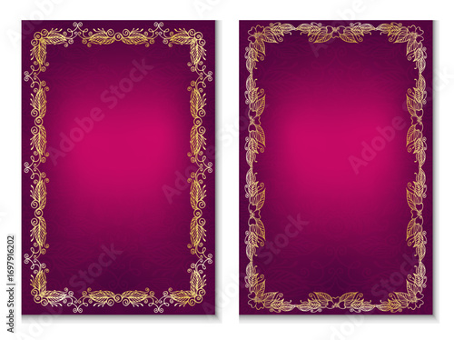 Golden Mehndi Frame Templates Set
