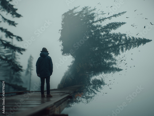 silhouette of a man walking on the street