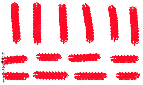 Brush strokes vector collection featuring clean, textured, set of red paint brush strokes
