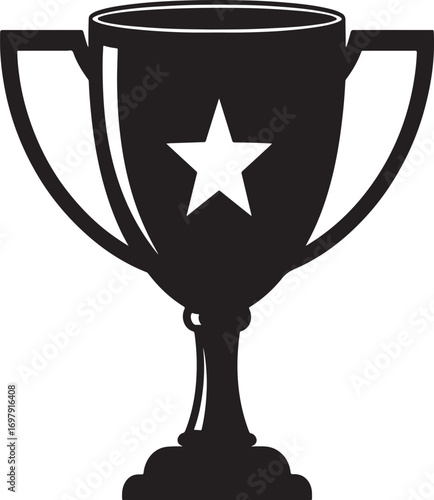 Black trophy with a star on a white background award prize