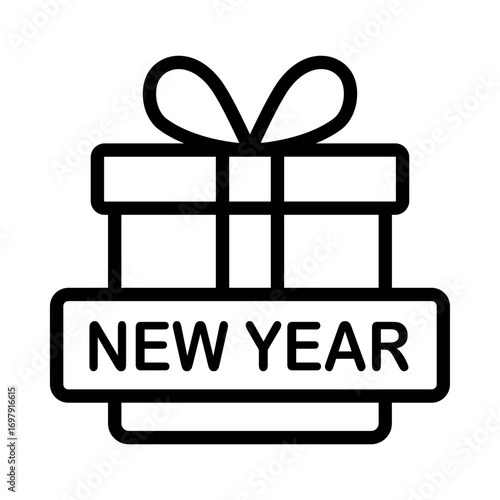 New Year Gift Box Icon for Holiday UI