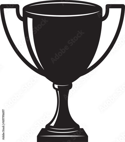Simple Black Silhouette of a Classic Trophy Cup on a White Background award winner