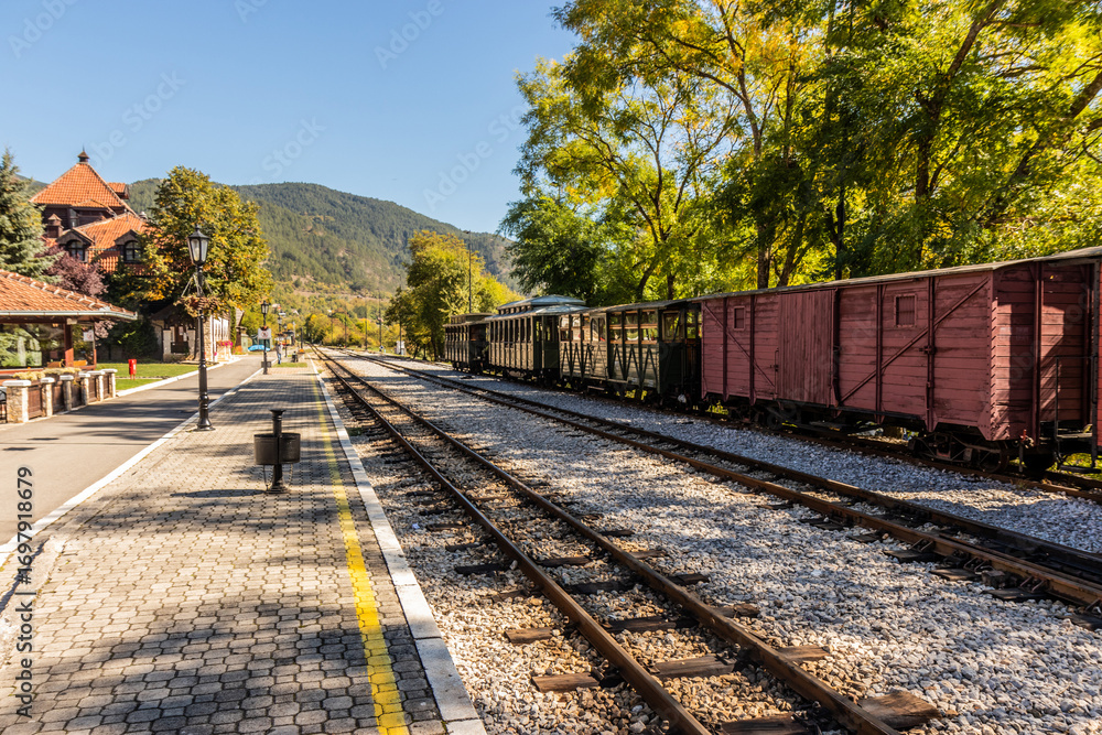 Fototapeta premium Old train at the railway station in Mokra Gora, Serbia