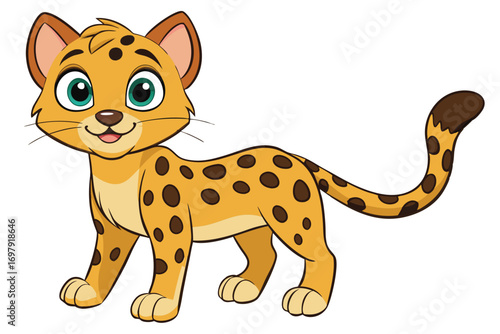 Smiling Cartoon Leopard with a White Background Isolated