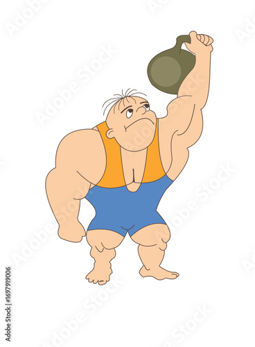 Strong character lifts heavy weight in workout session at the gym during daylight hours