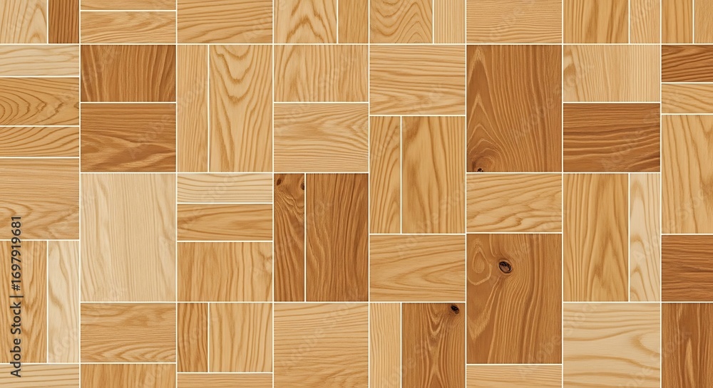 Naklejka premium Connectivity parquet flooring pattern with light and dark wood squares