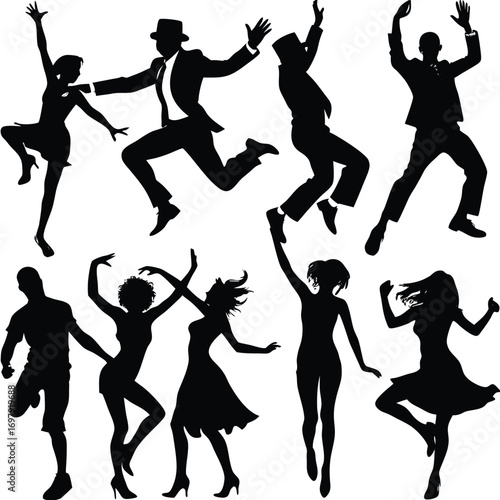 Diverse group of people jumping in joyful celebration