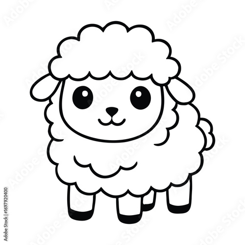 Simple sheep coloring page illustration for kids.