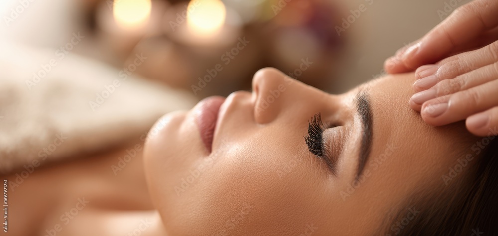 custom made wallpaper toronto digitalThe Woman Receiving a Relaxing Facial Massage in a Serene Spa Setting