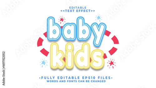 3d baby kids lowercase text effect.typhography logo