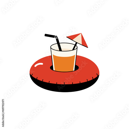 Floating drink holder with cocktail in pool accessory design  