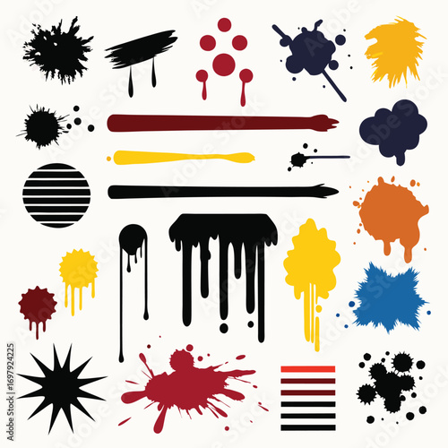Vibrant ink splatter collection for creative designs