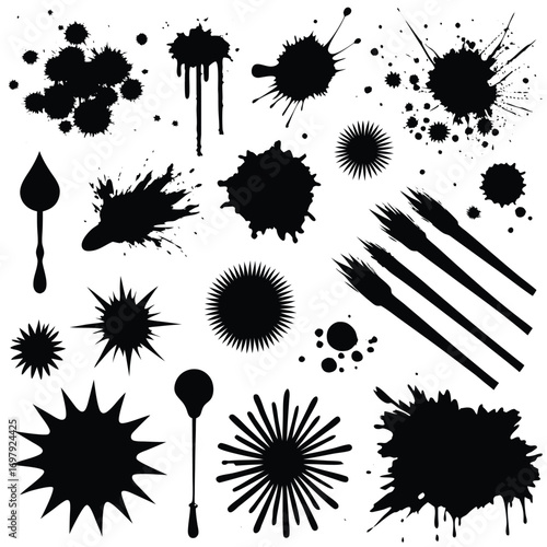 Black ink splatter collection for creative designs