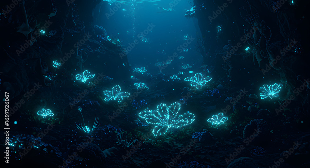 Obraz premium Ethereal Underwater Cave Entrance