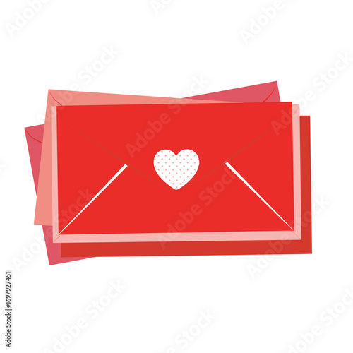 A stack of red envelopes with a white heart design celebrating love and affection for special occasions and greetings