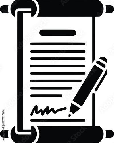 Signing Business Agreement on Scroll with Vector Design in Creative Office Environment for Entrepreneurial Growth and Innovation