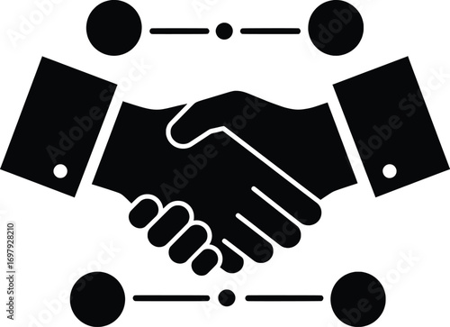 Handshake Between Startup Partners in a Modern Office, Vector Illustration, Professional Environment, Close-Up View, Collaboration Concept