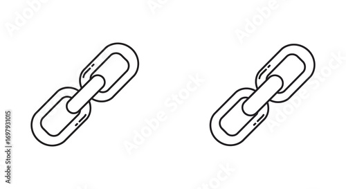 two chain links side by side on white background