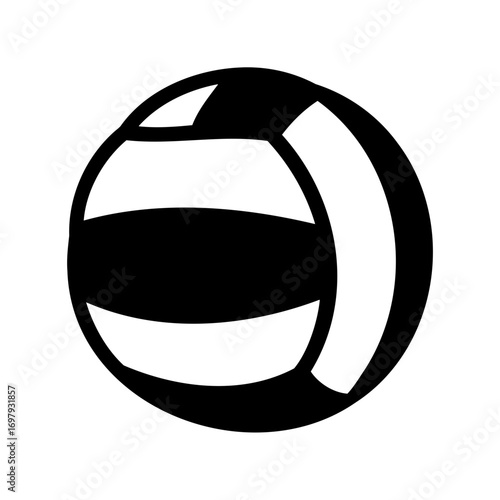 Black and white illustration of a volleyball isolated on a white background
