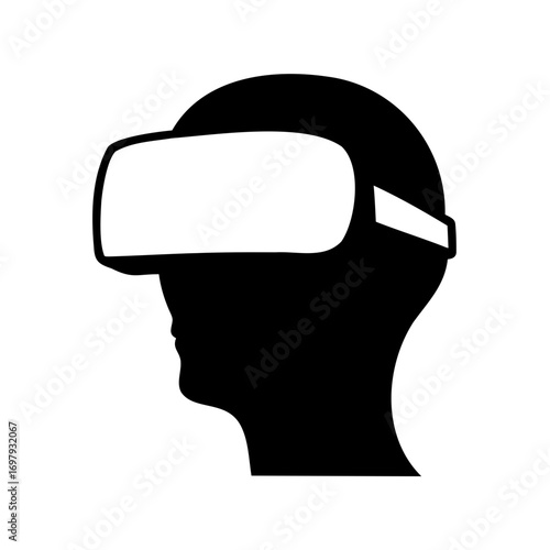 Silhouette of a person wearing a virtual reality headset technology icon
