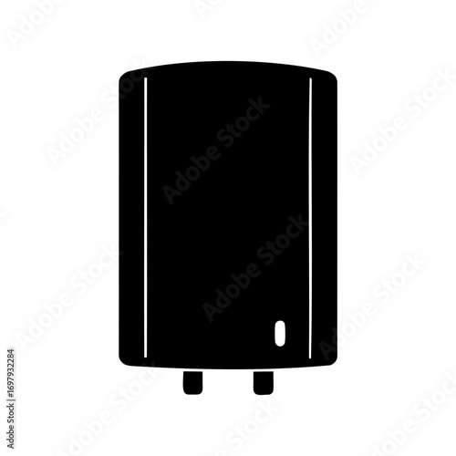 Modern black water heater silhouette, domestic appliance for hot water supply