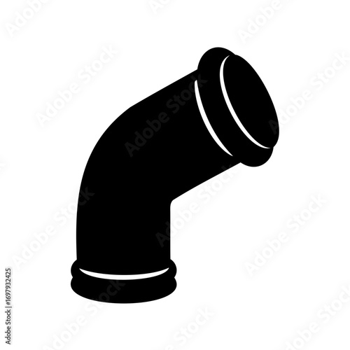 Silhouette of a Black Pipe Elbow Fitting for Plumbing Systems