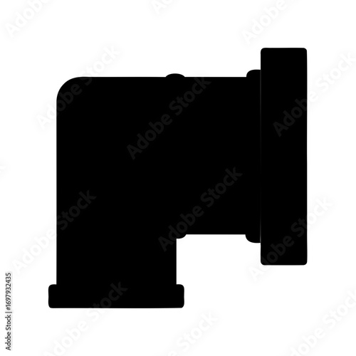 Silhouette of a Plumbing Fixture with an LBend and Connectors