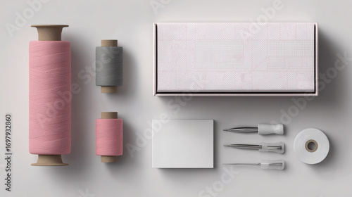 Tailoring and Sewing Kit Flat Lay Mockup