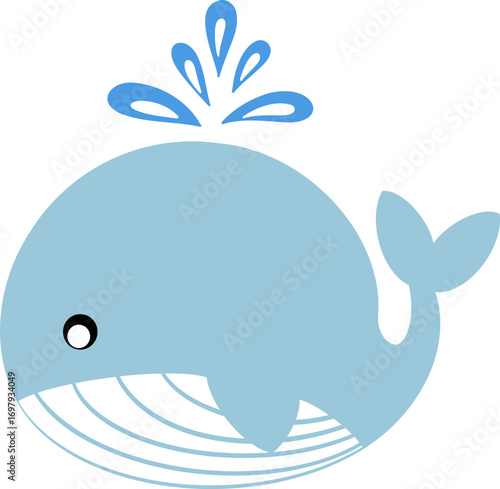 big blue whale animal vector illustration 