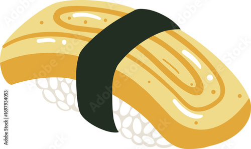 tamago sushi sweet egg Japanese rice vector illustration