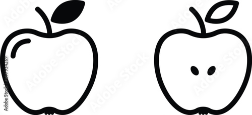 simple line drawing of two apples side by side