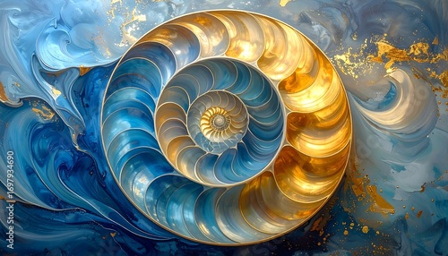 Golden spiral seashell