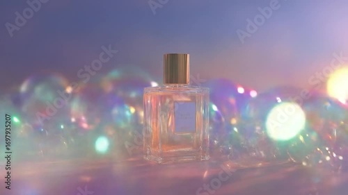 Colorful perfume bottle closeup