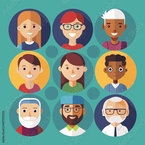 Diverse group of happy people with different ages and ethnicities smiling