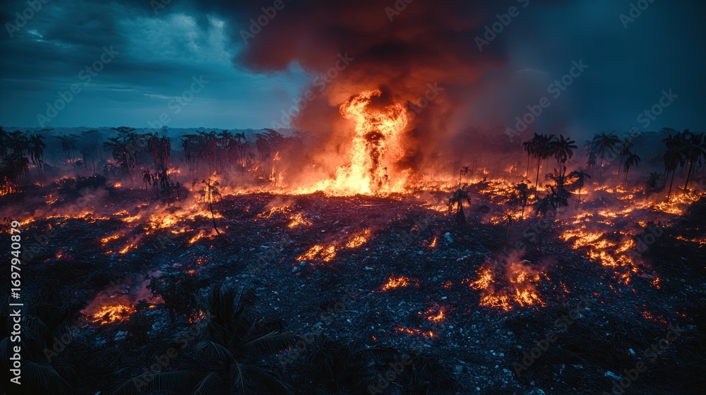 Fototapeta premium Tropical rainforest ablaze