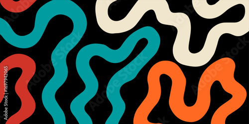 Collection of 70s poster, banner, cover, card. background . Set of retro wall decoration, groovy, trippy, colorful line. Vintage hippie wall art for interior, decorative, dots flayer simple and trendy