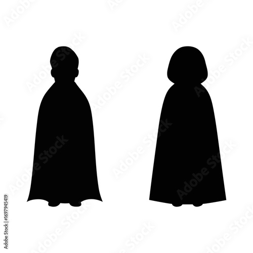 silhouettes of people wearing capes