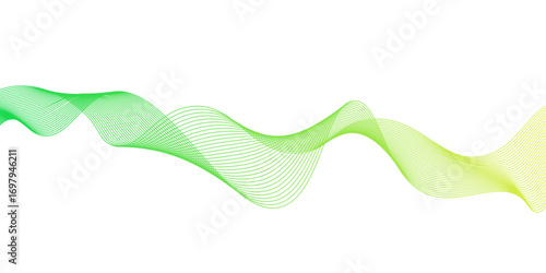 Smooth stylish abstract green wave background,dots on a whit clean and fresh background,green lines vector banner template background design.green wave melody lines on white background,