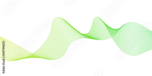 Smooth stylish abstract green wave background,dots on a whit clean and fresh background,green lines vector banner template background design.green wave melody lines on white background,